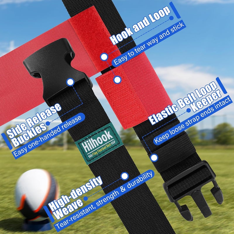 Hilhook Flag Football Belts, 14 Player Flag Football Set with 42 Flags for Kids Youth and Adults Training Equipment - Image 3